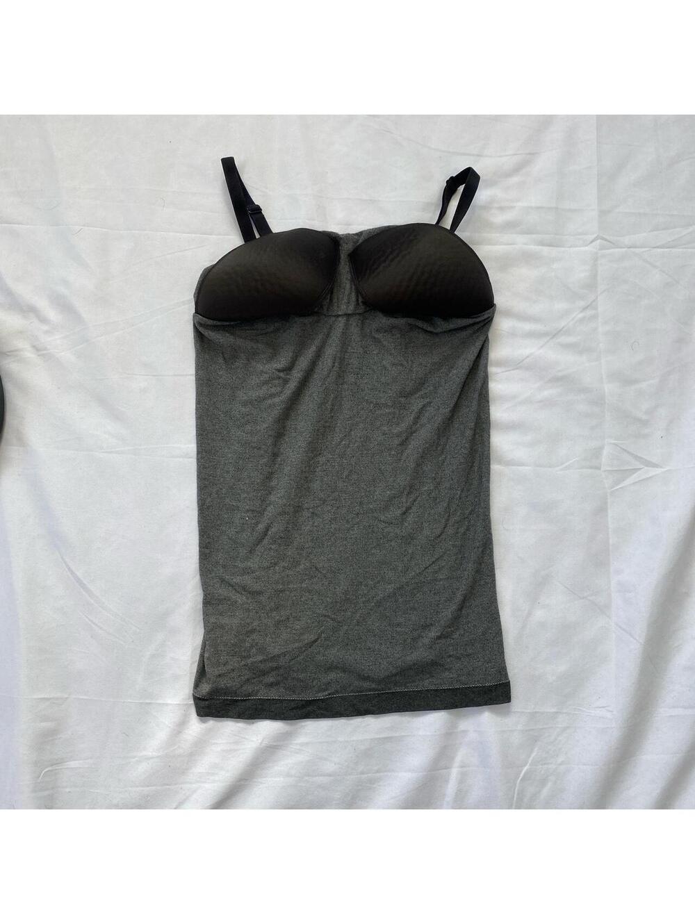 Gray stretch camisole with a built-in padded bra.